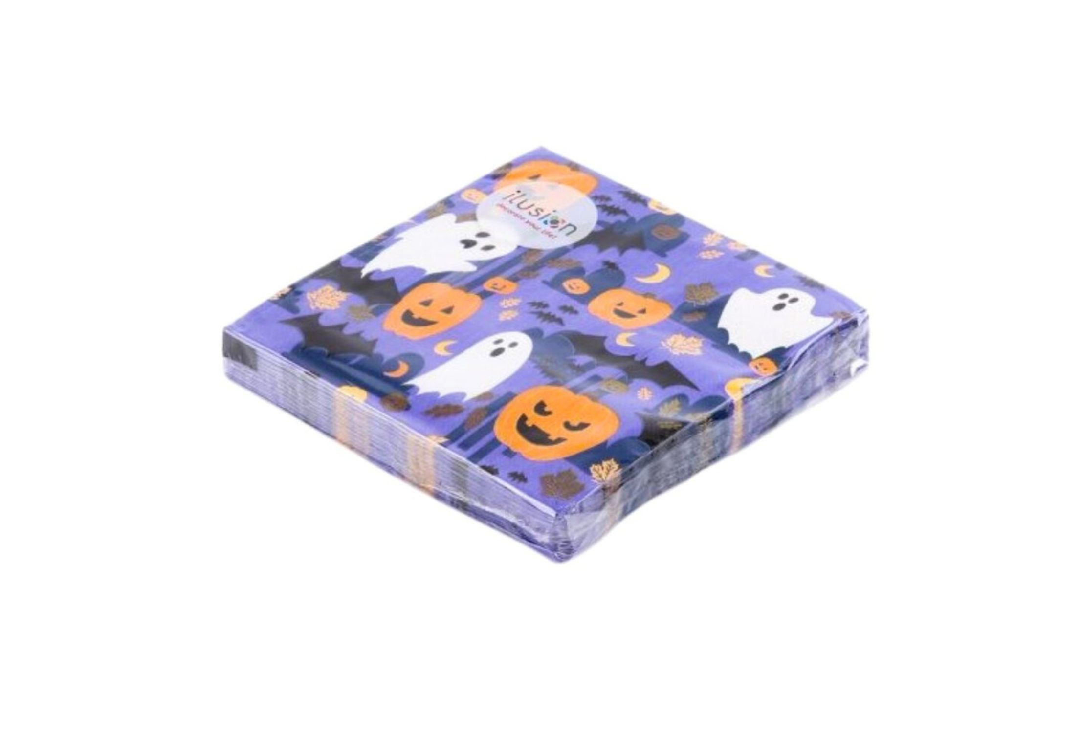 Serviettes Papier Halloween 50 Pièces - Motif Toile D'araignée Noir - 33x33 Cm Dépliées - Pour Fête Et Déco